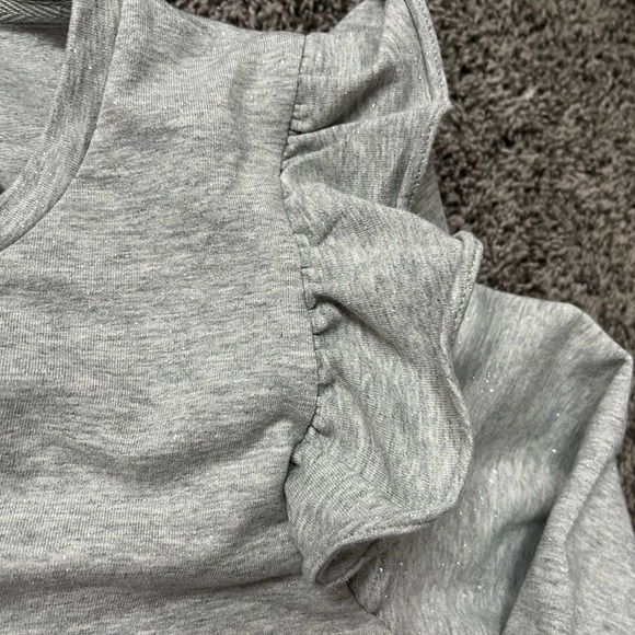 J. Crew Factory Glitter Ruffle Shoulder Pullover Sweatshirt Women’s Size Med NWT - Picture 3 of 4